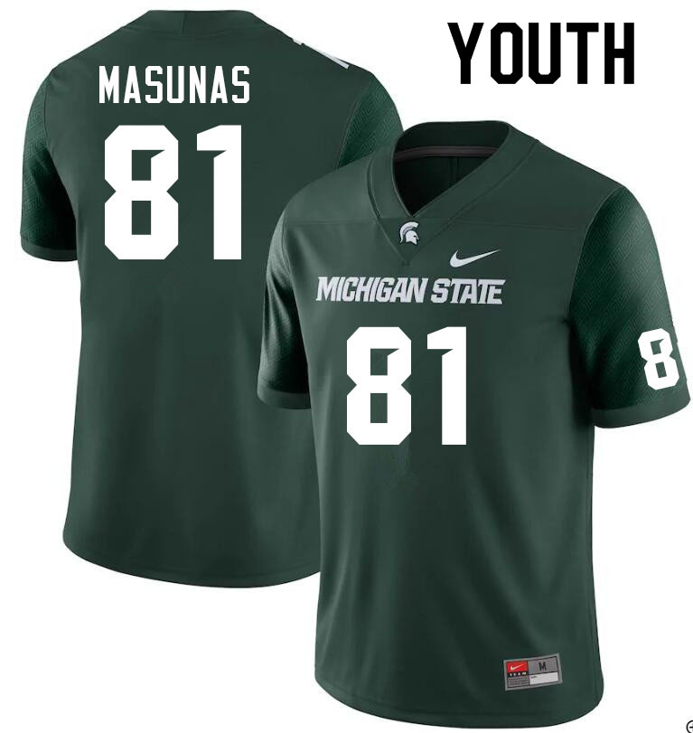 Youth #81 Michael Masunas Michigan State Spartans College Football Jerseys Sale-Green